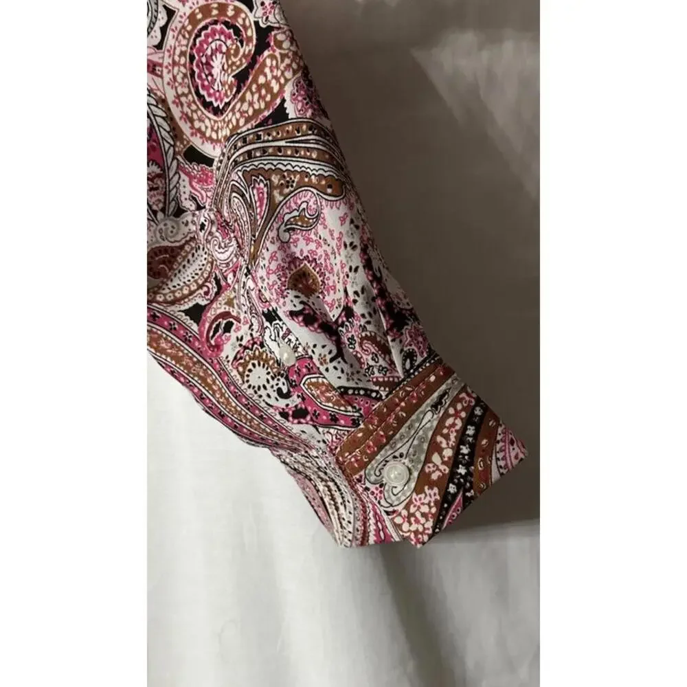 NWT Talbots Womens Long Sleeve‎ Paisley Button Front Shirt Top Blouse M Petite - Picture 12 of 14